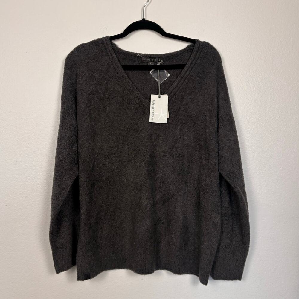 NWT Barefoot Dreams Luxe Pullover Lounge V Neck Grey Cozy Sweater XL